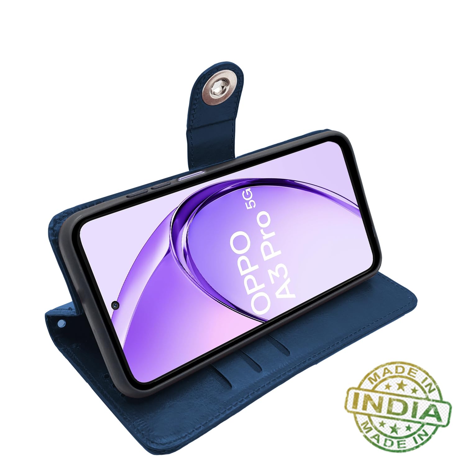 Pikkme Oppo A3 Pro 5G Button Flip Cover (Blue)