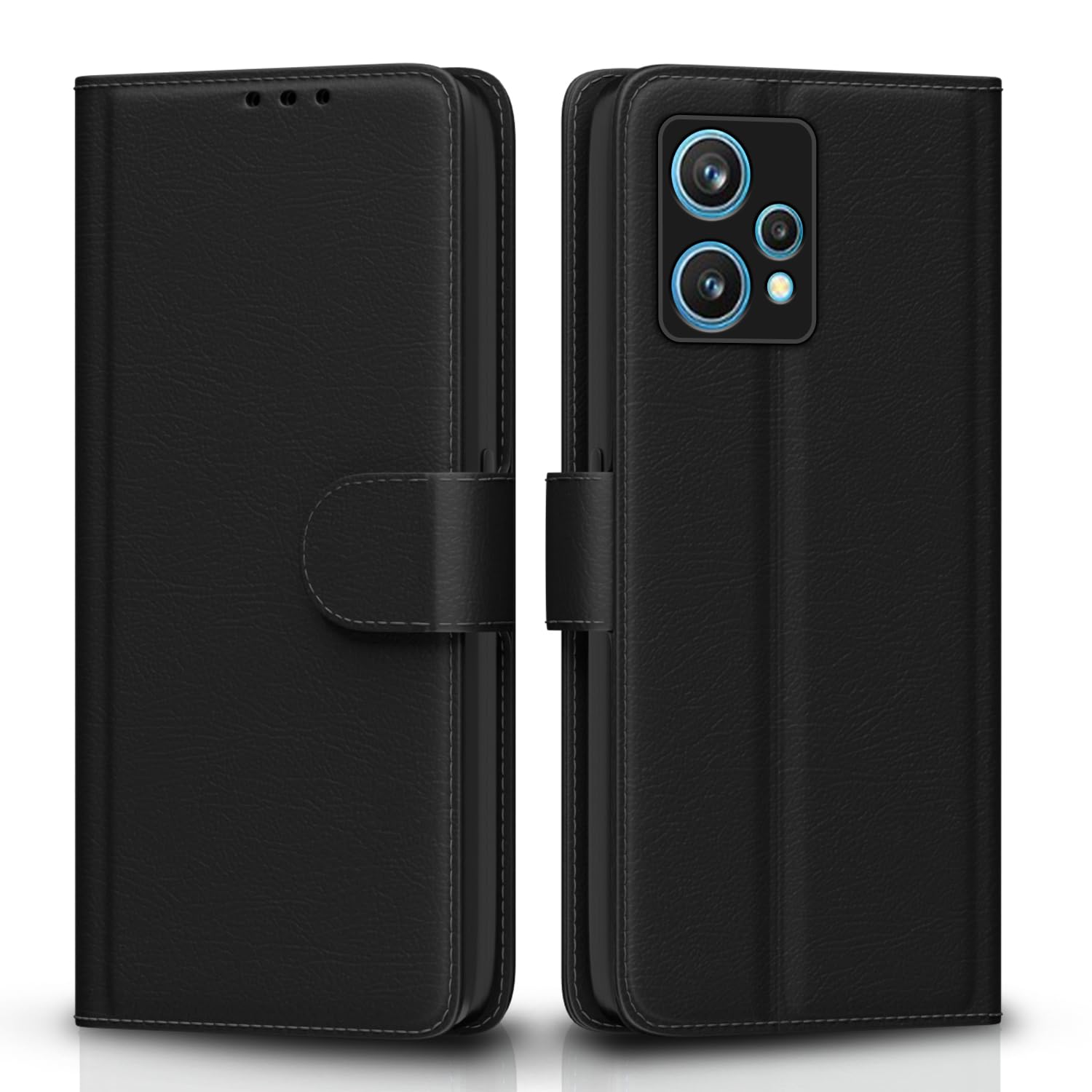 Realme 9 Pro Plus 5G Wallet flip cover in black by Pikkme