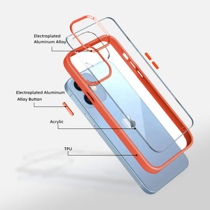Pikkme iPhone 12/12 pro Electroplated Crome Metal Ring Back Cover (Orange)