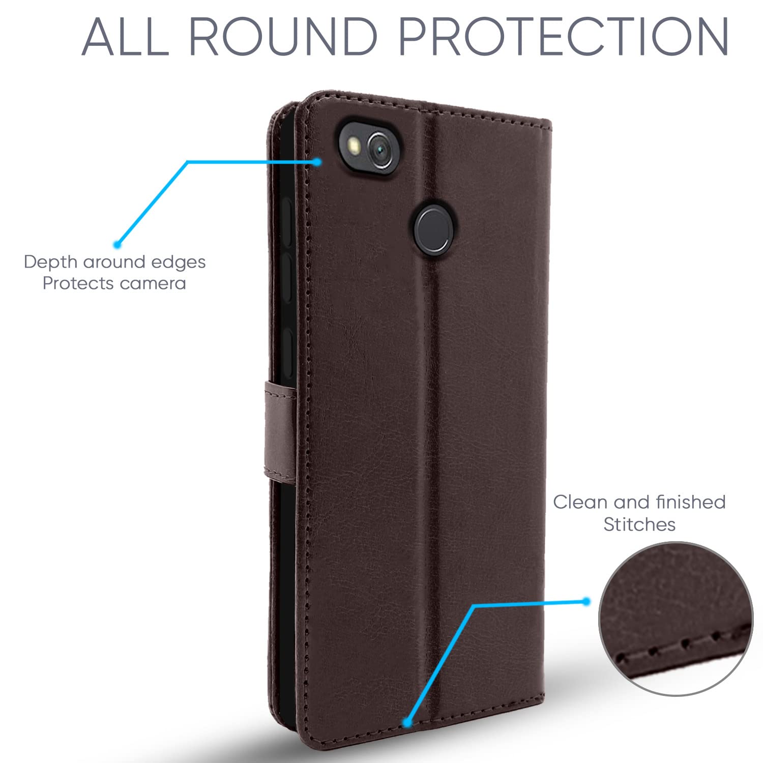 Pikkme Redmi 4 Vintage Flip Cover (Coffee)