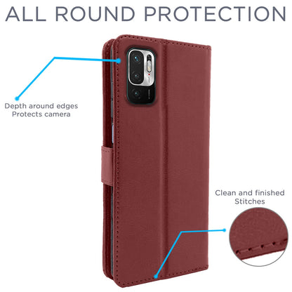 Pikkme Mi Redmi Note 10T 5G/Poco M3 Pro 5G Vintage Flip Cover (Brown)