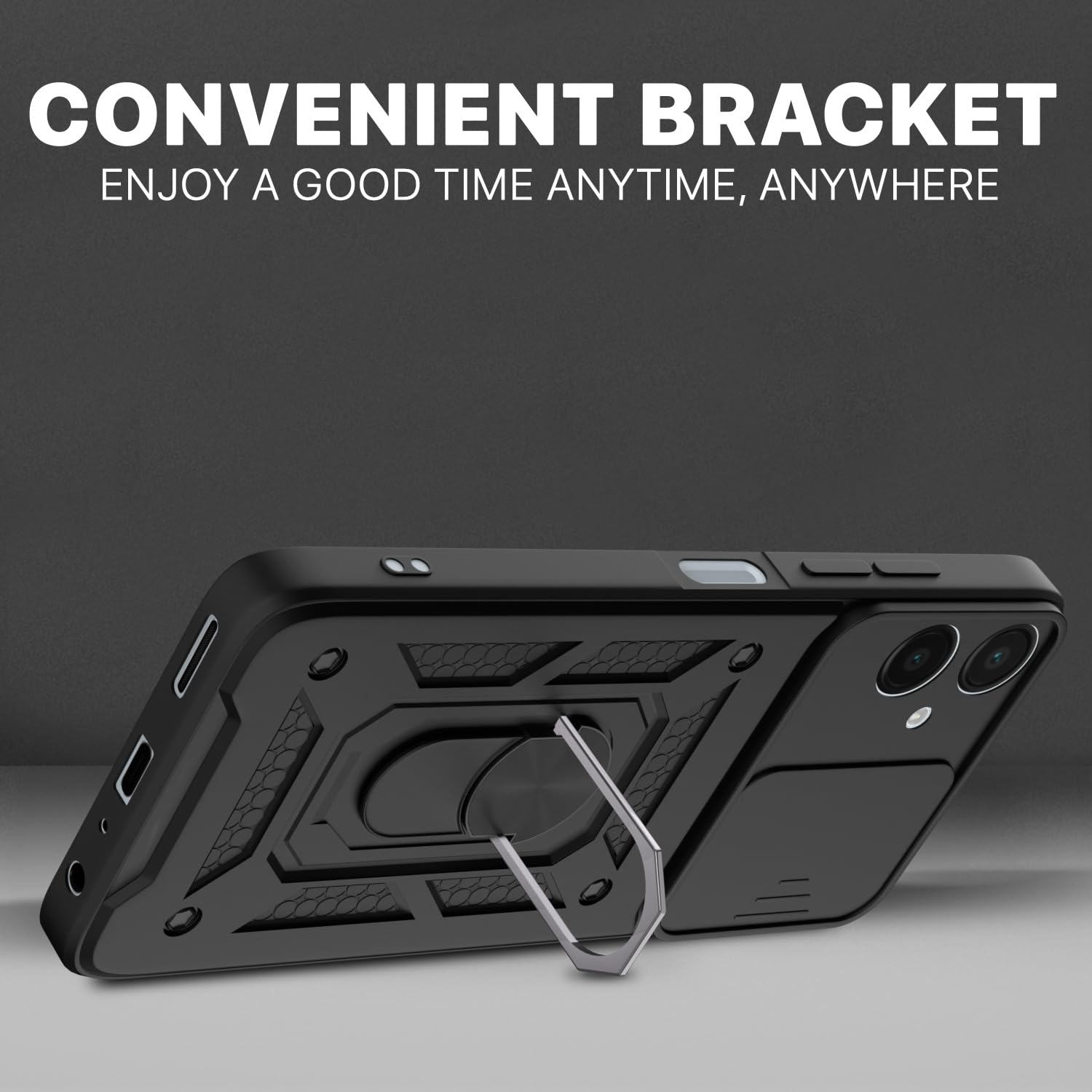 Pikkme Samsung Galaxy F06 5G / M06 5G D10 Tough Armor Back Cover (Black)