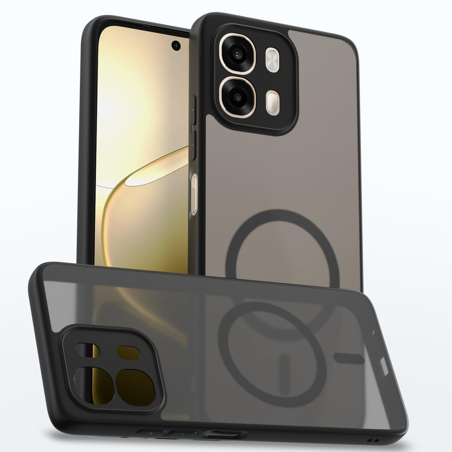 Pikkme black smoke mag-safe MagSafe mobile cover for Oppo A6 Pro 5G