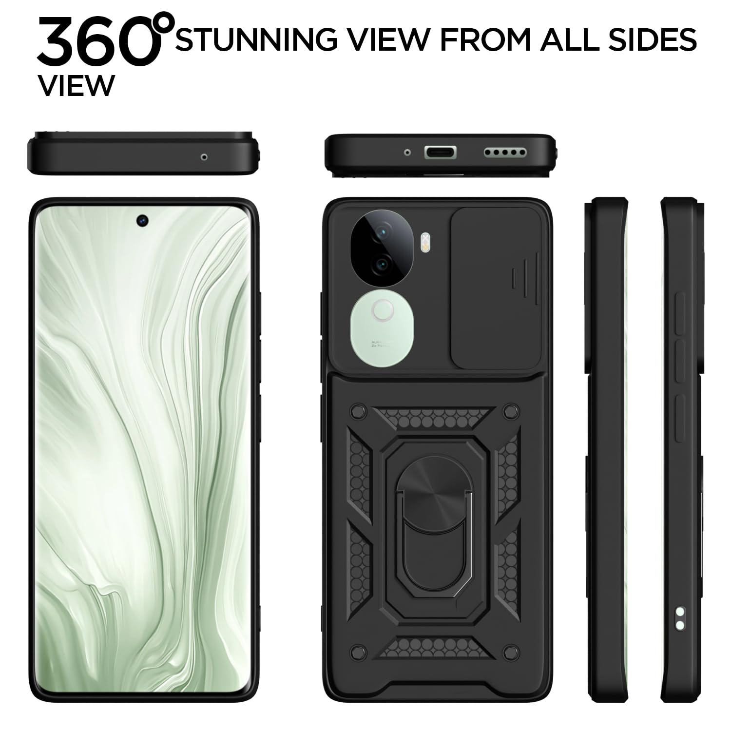 Black D10 Camera Shield mobile cover for Vivo V40e 5G/iQOO Z9s 5G/360 – Pikkme – photo 5
