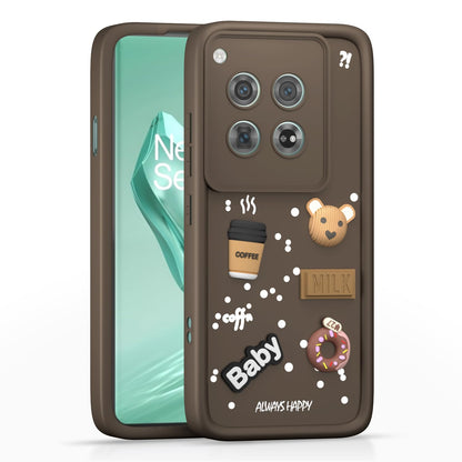 Pikkme OnePlus 12 5G Cute Fun Cartoon 3D Bear Coffee Back Cover (Brown)