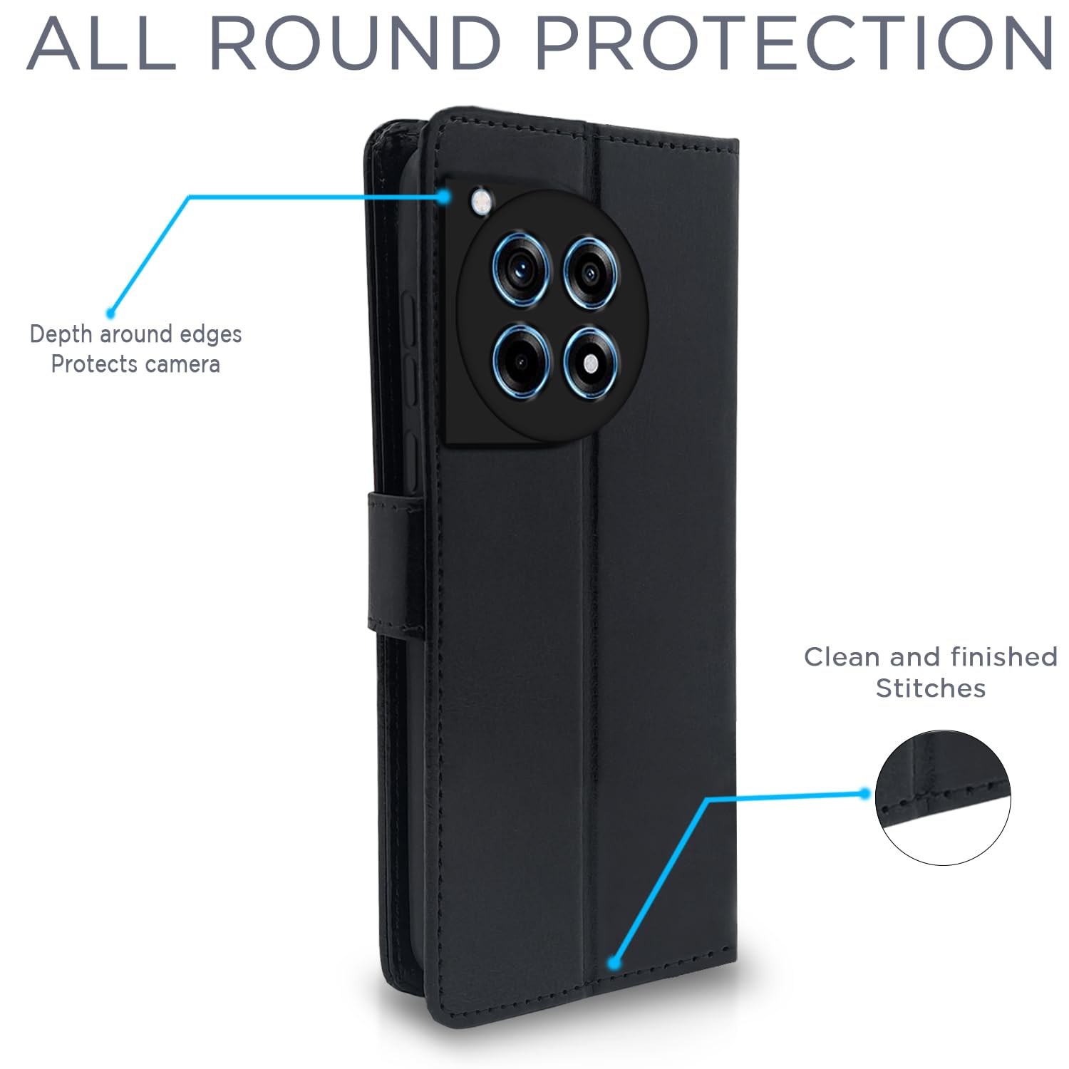 Pikkme black Wallet mobile flip cover for OnePlus 12R 5G – photo 4