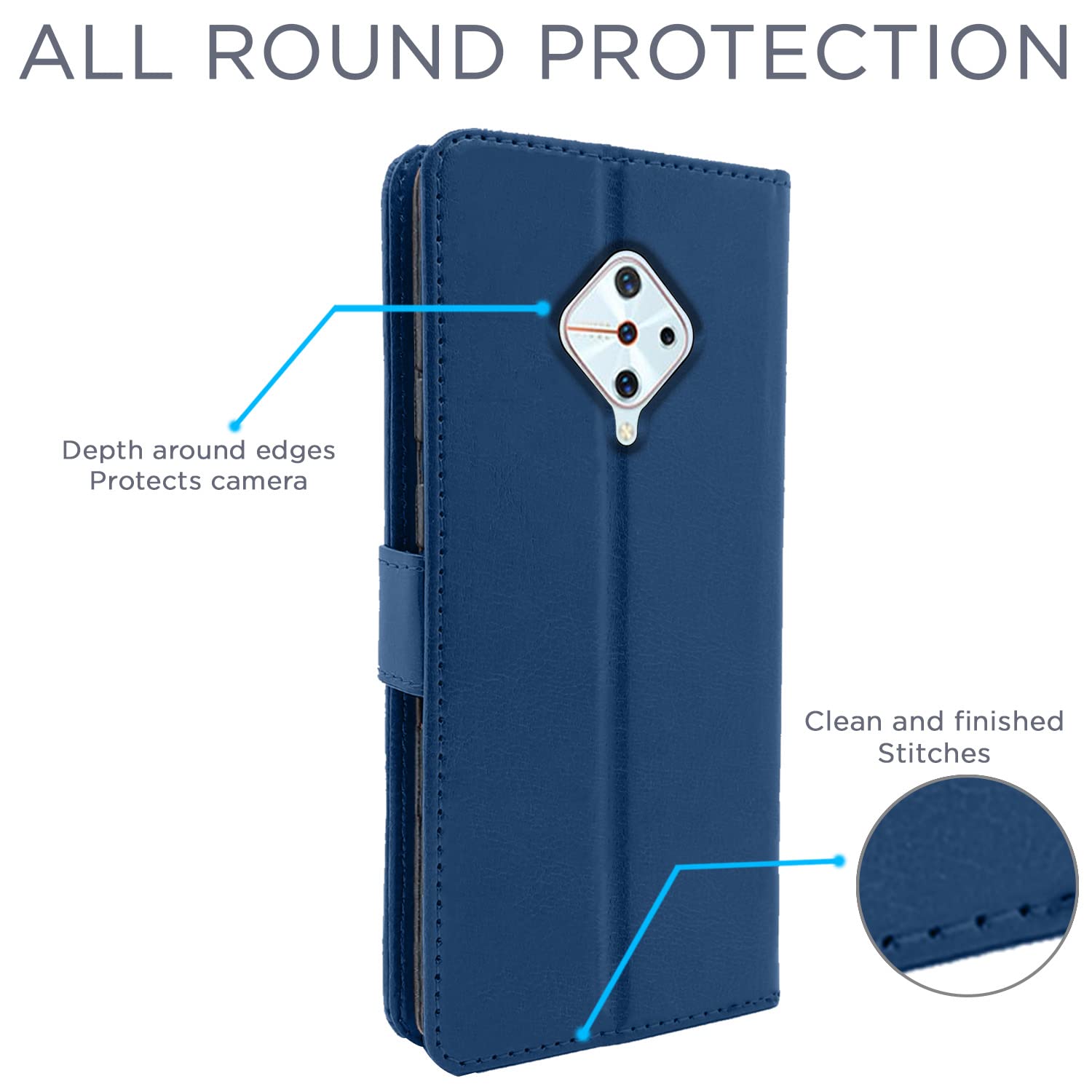 Vivo S1 Pro Wallet flip case in blue by Pikkme – photo 4