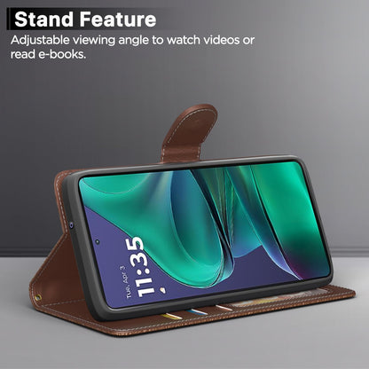 Pikkme Motorola Moto Edge 60 Stylus 5G Double Contrast Flip Cover (Tan)