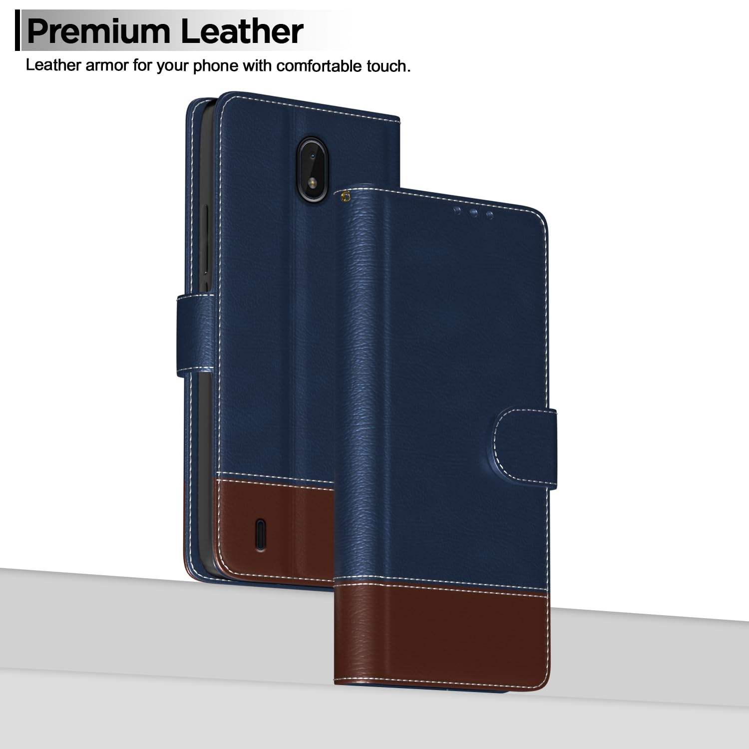 Pikkme blue & brown Magnetic mobile flip cover for Nokia C01 Plus – photo 2