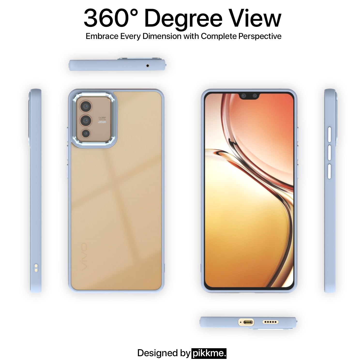 Pikkme Vivo V23 Camring Back Cover (Blue)