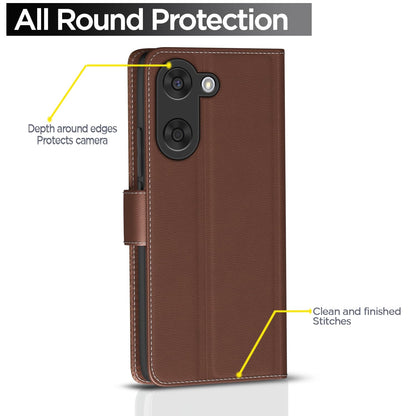 Pikkme OnePlus Nord CE 5 5G Dual-tone Leather Finish Flip Cover (Tan)
