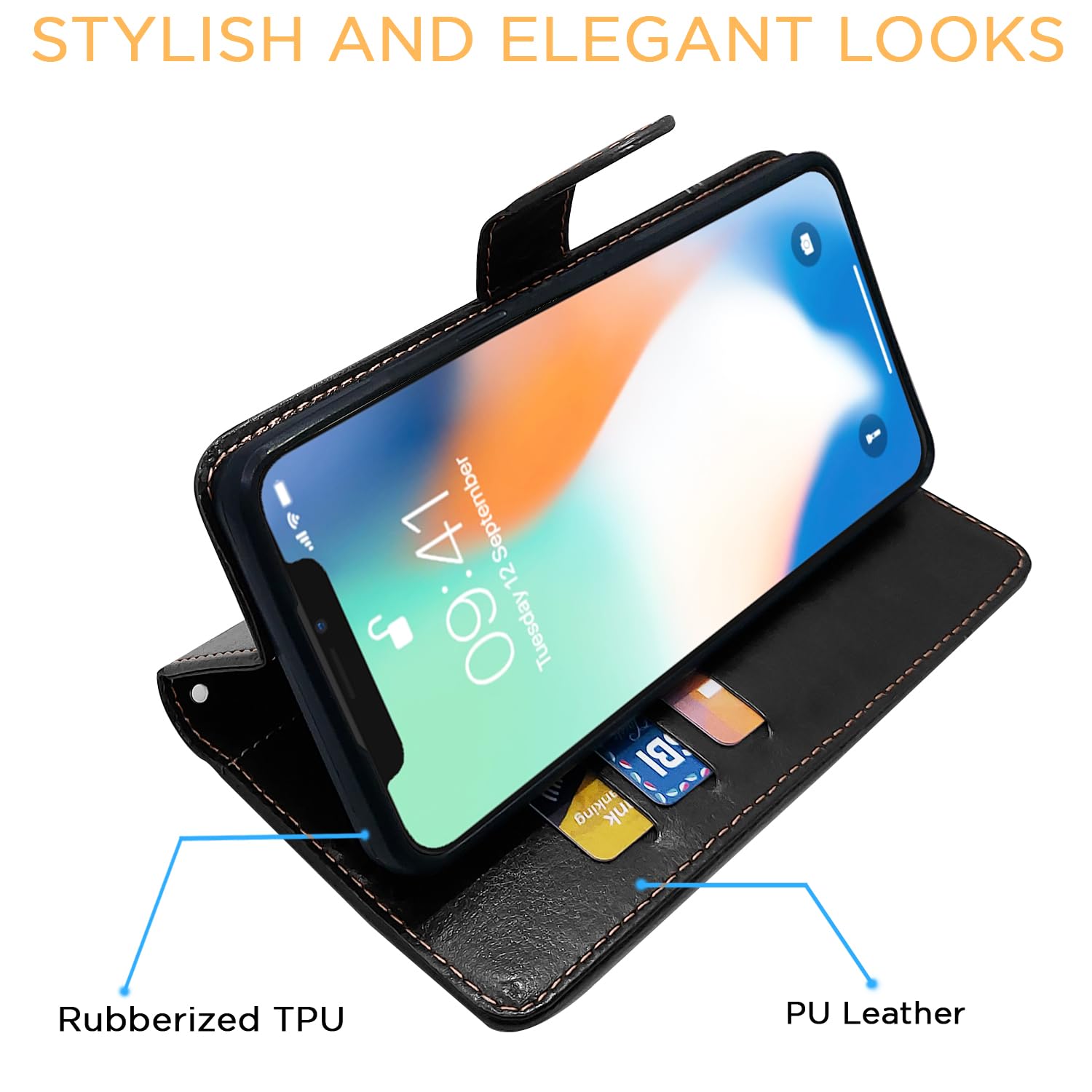 Pikkme iPhone X Contrast Flip Cover (Black)