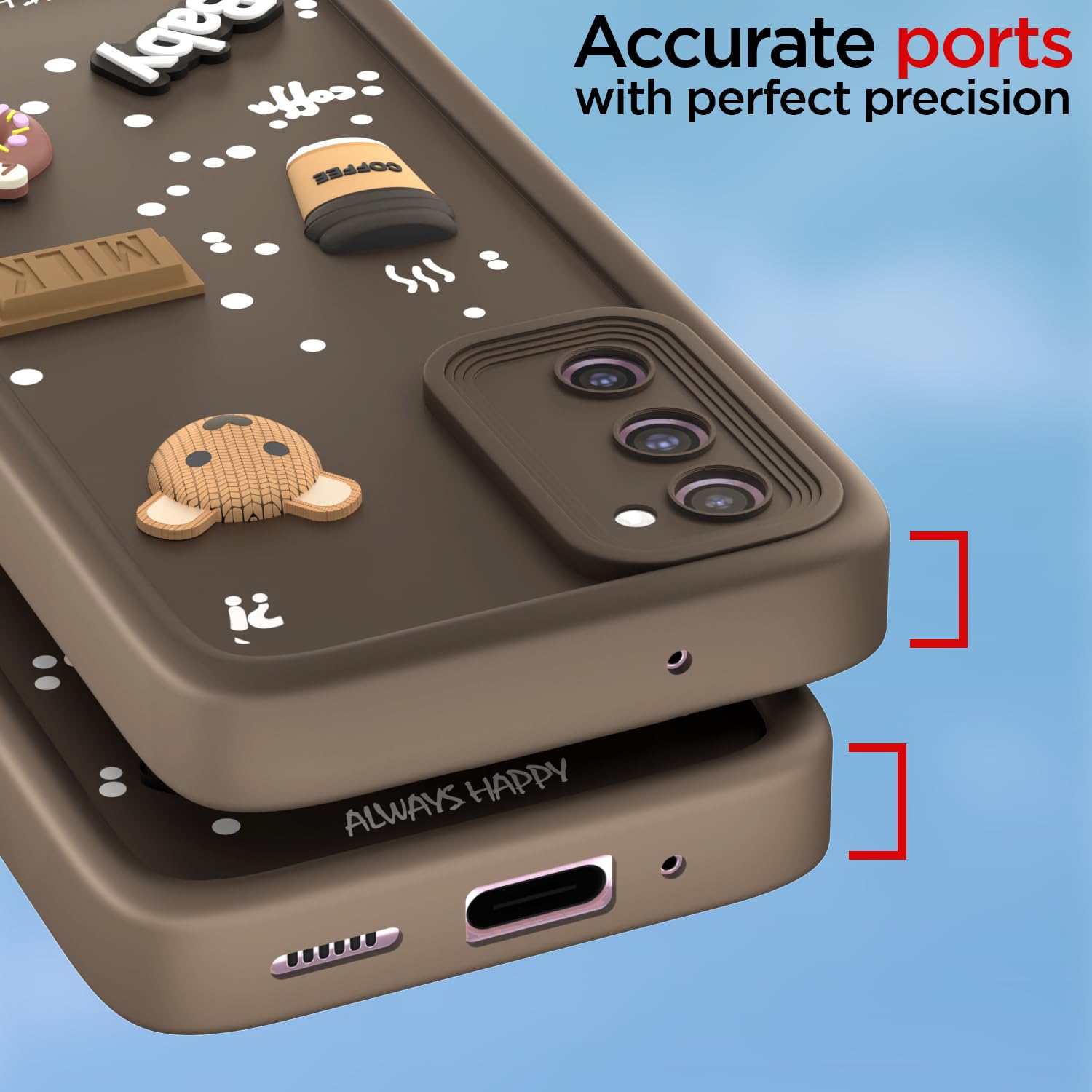 Pikkme Samsung Galaxy S20 FE 5G Cute Fun Cartoon 3D Bear Coffee Back Cover (Brown)
