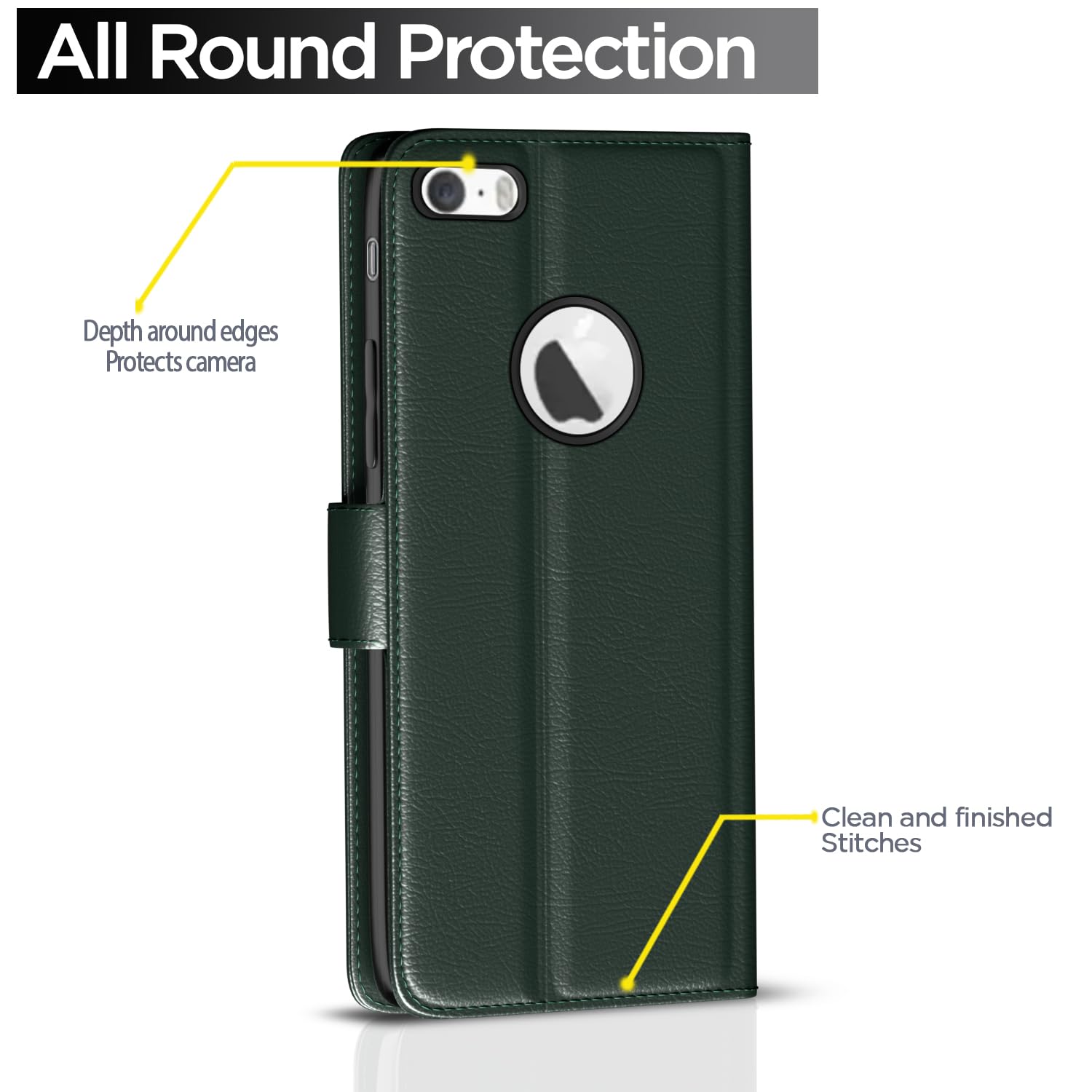 Pikkme iPhone 5 / 5s / Se Vintage Flip Cover (Green)