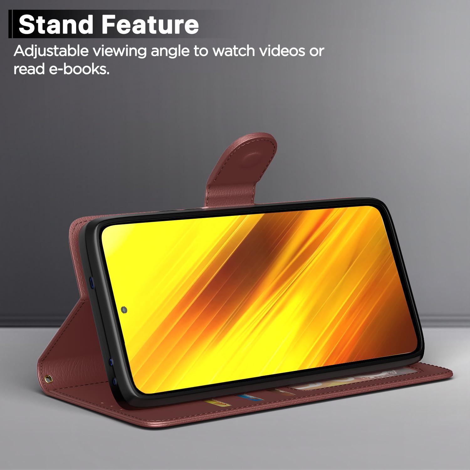Pikkme Poco X3 brown flip case – photo 3