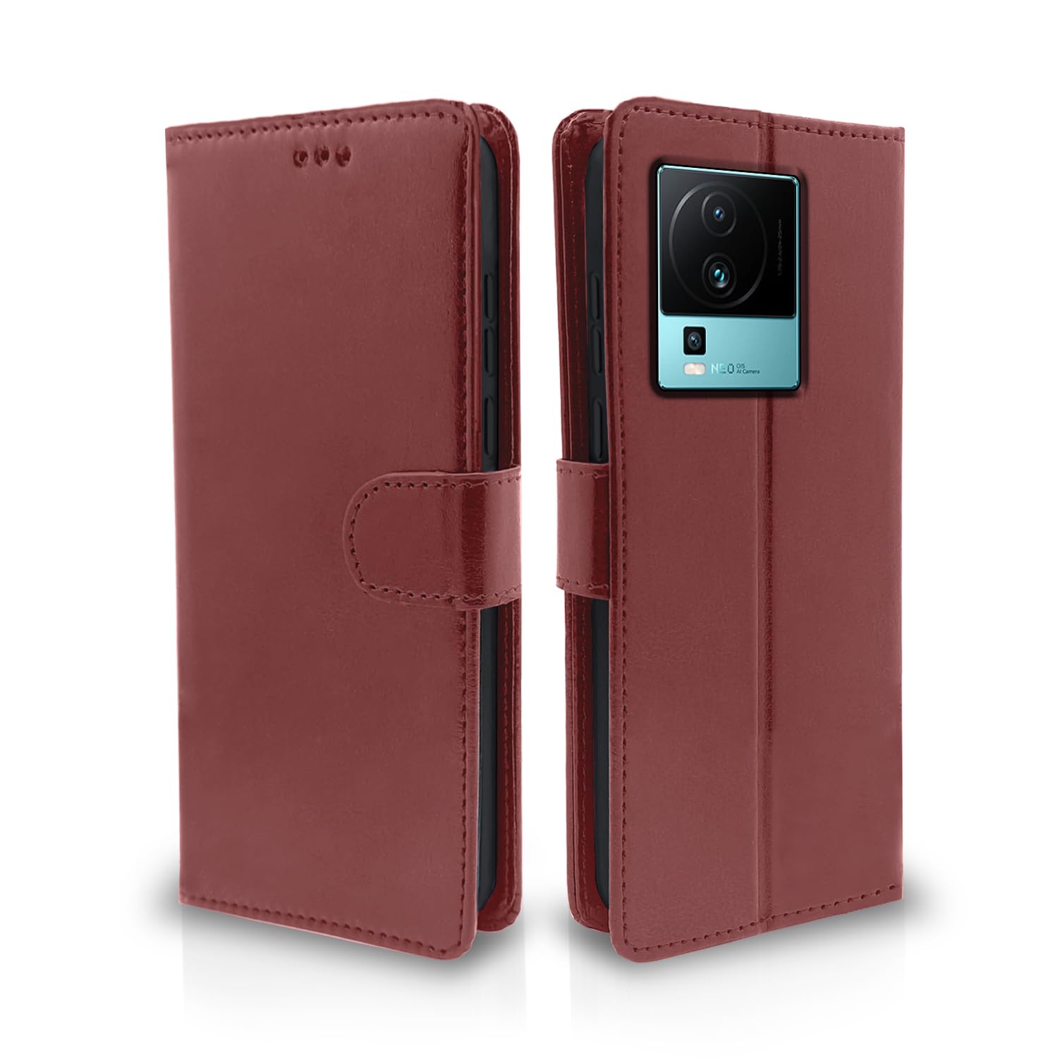 iQOO Neo 7 Pro 5G wallet flip cover in brown by Pikkme
