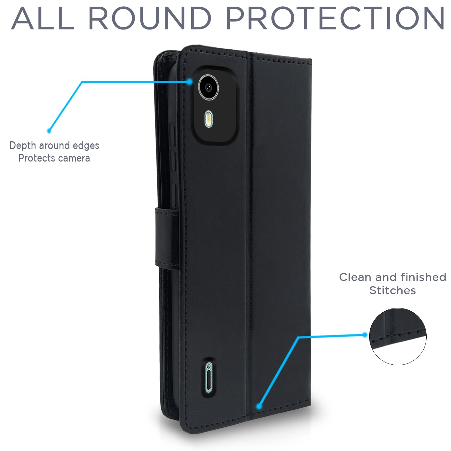 Pikkme black mobile flip cover for Nokia C12/C12 Pro – photo 4