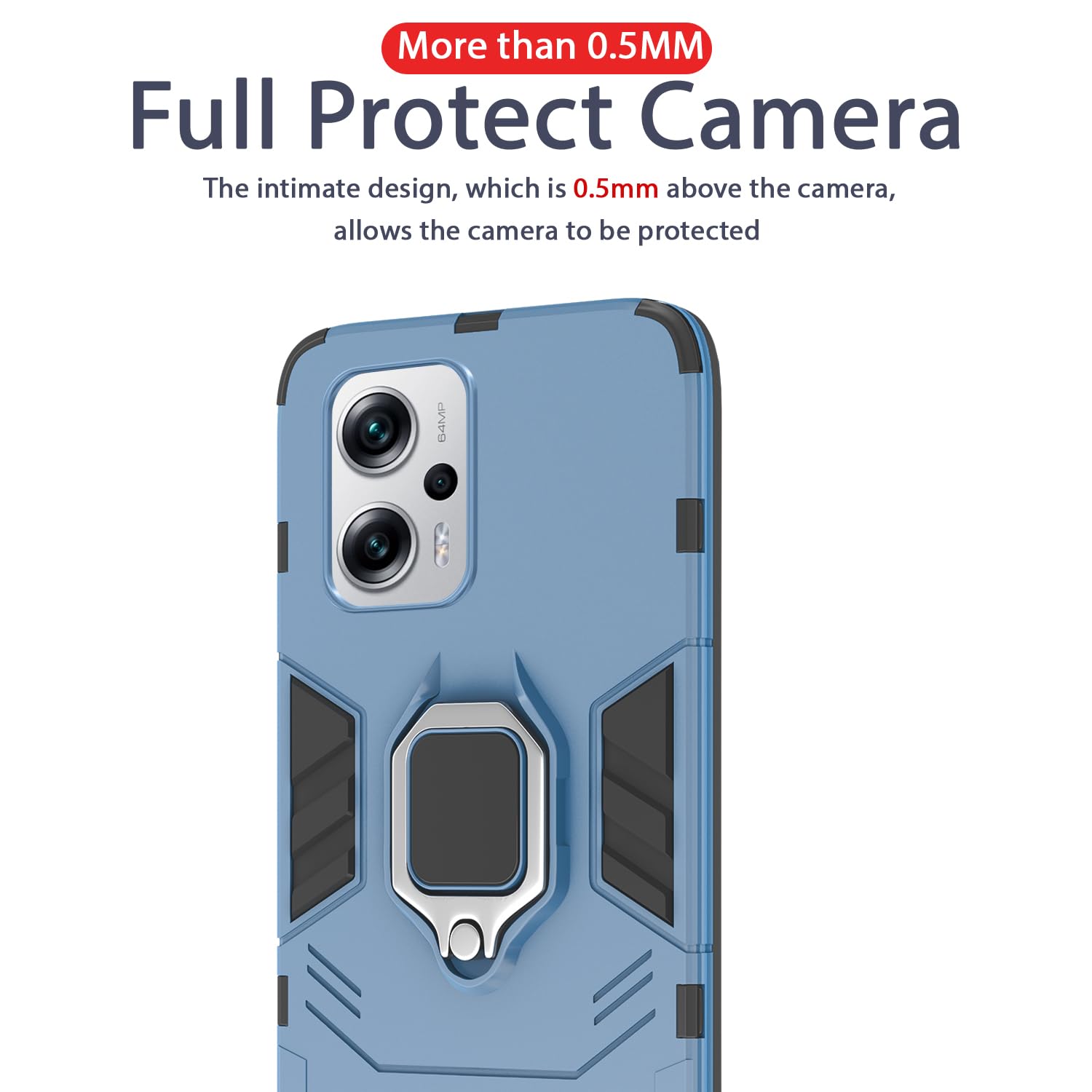 Pikkme Redmi K50i 5G D5 Tough Armor Back Cover | Blue