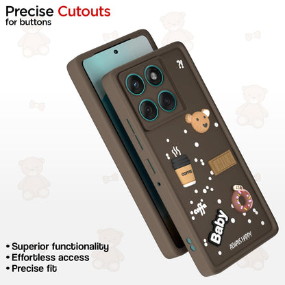 Pikkme Motorola Moto Edge 60 Fusion 5G Cute Fun Cartoon 3D Bear Coffee Back Cover (Brown)