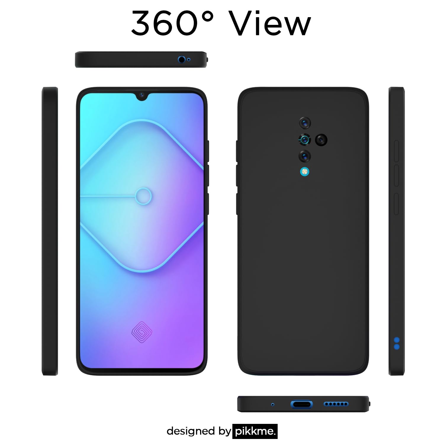 Pikkme Vivo S1 Pro Soft Matte Silicone Shockproof Case (Black)