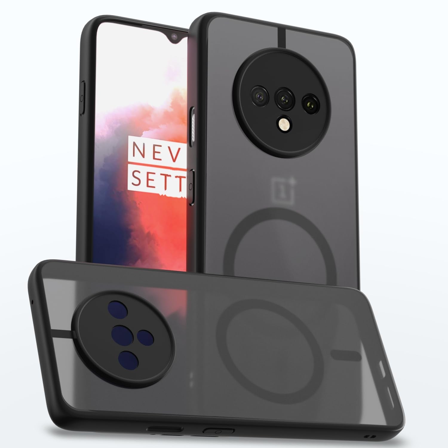 Pikkme black smoke mag-safe MagSafe back cover for OnePlus 7T