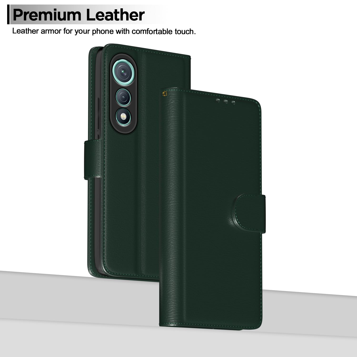 Pikkme Tecno Pova Curve 5G Premium Leather Finish Vintage Flip Cover (Green)