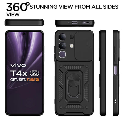 Pikkme Vivo T4x 5G D10 Tough Armor Back Cover (Black)