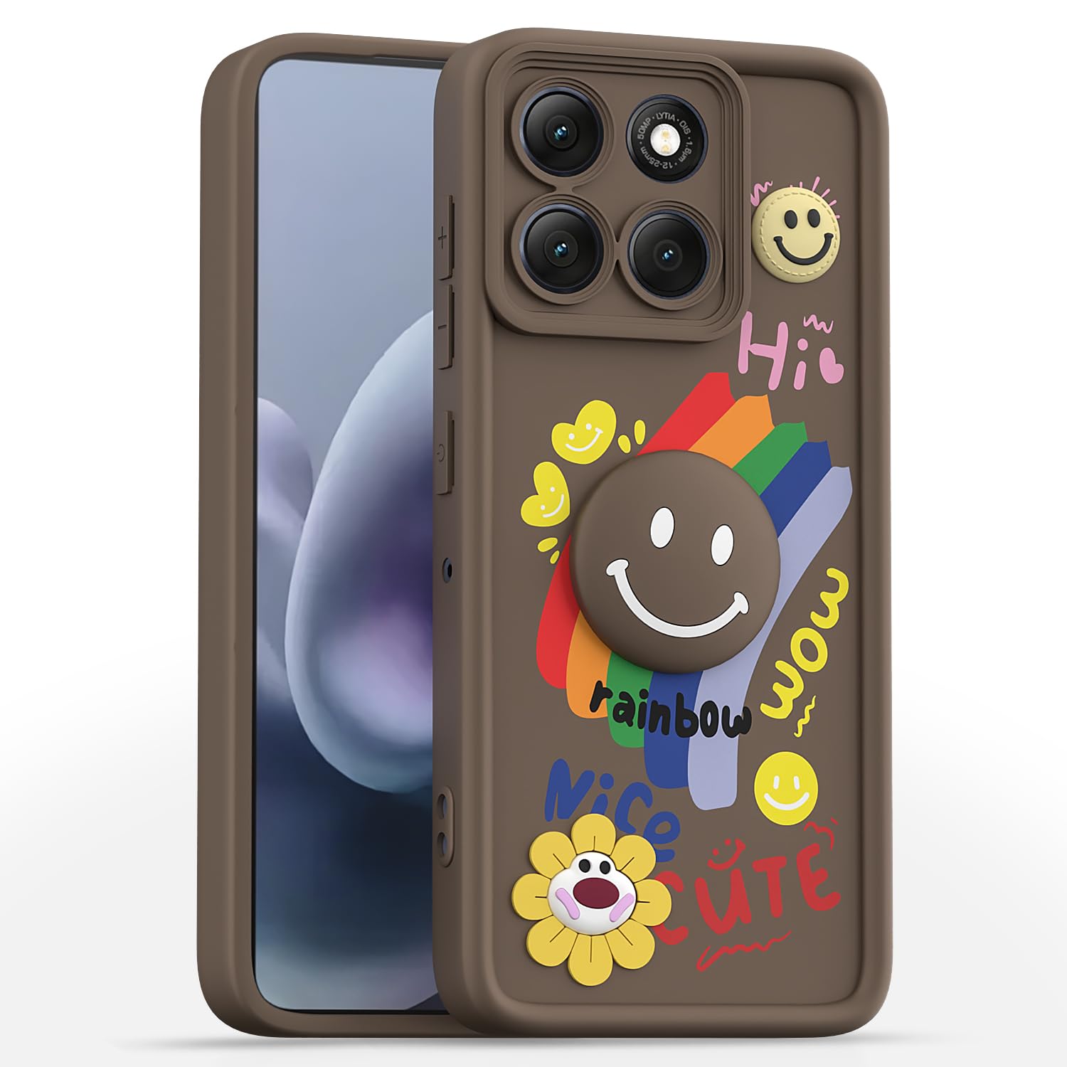 Pikkme brown Smile Rainbow mobile cover for Moto G86 Power 5G