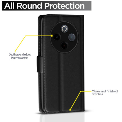 Pikkme Vivo T4 5G / iQoo Z10 5G Vintage Flip Cover (Black)