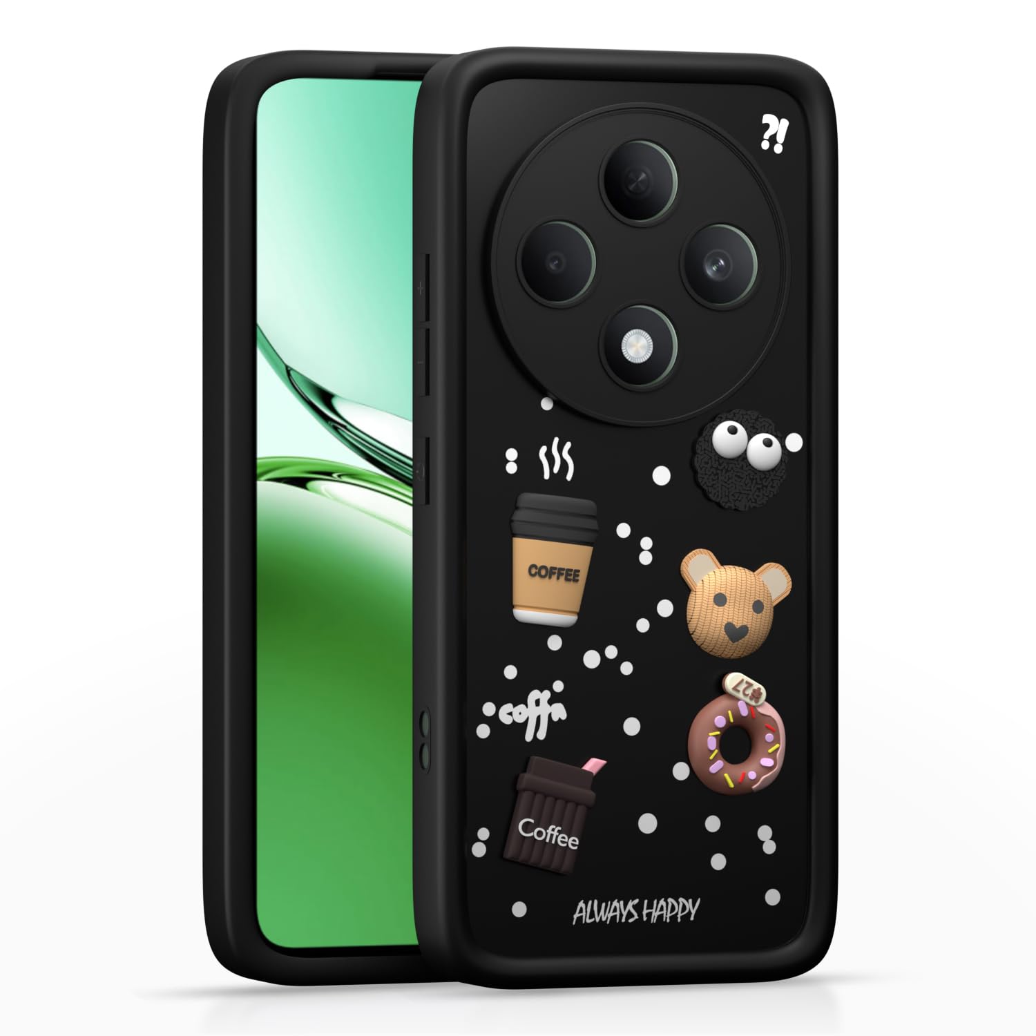 Pikkme Oppo F27 5G Cute Fun Cartoon 3D Bear Silicone Back Cover - Black 