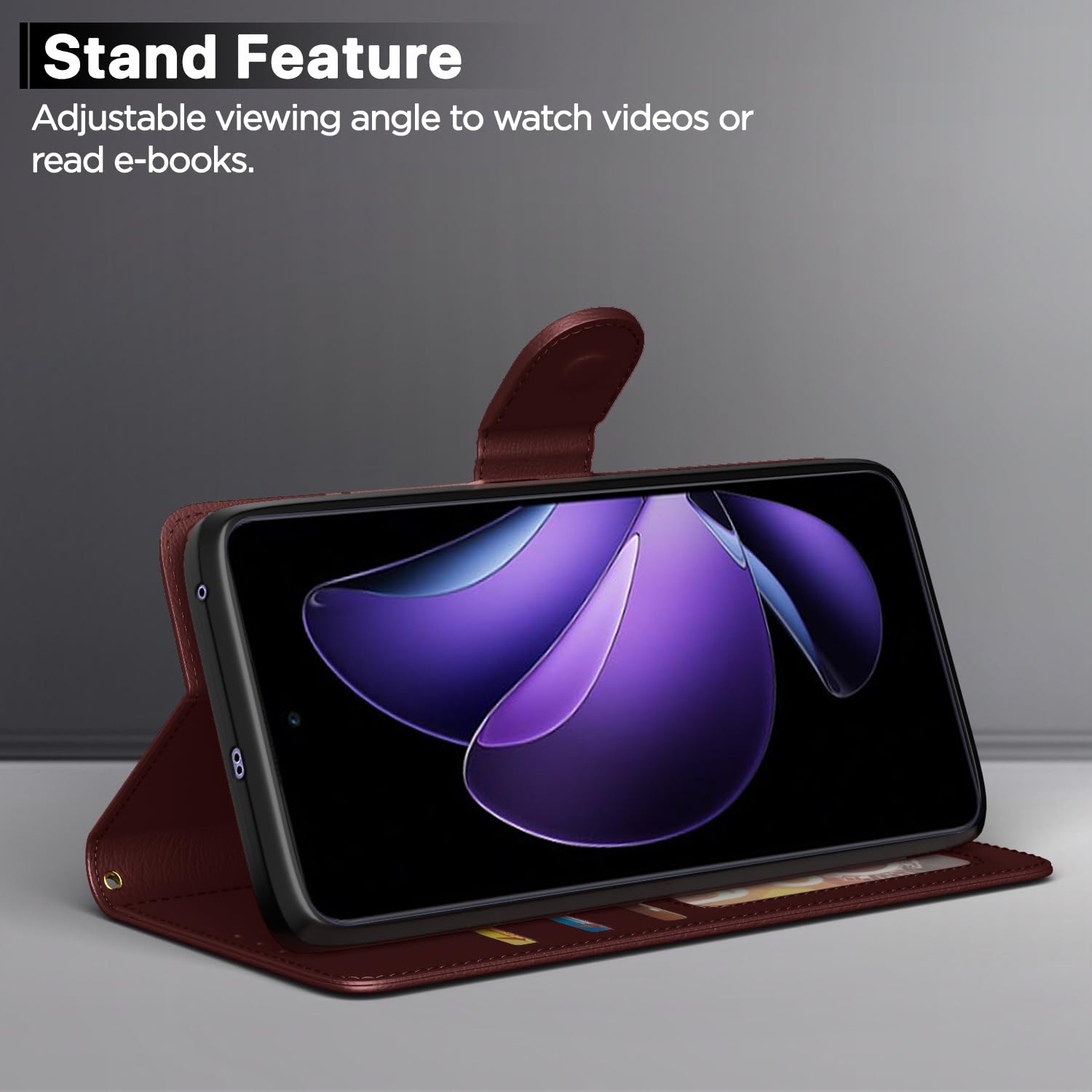 Oppo Reno 13F 5G Wallet flip cover in brown by Pikkme – photo 3