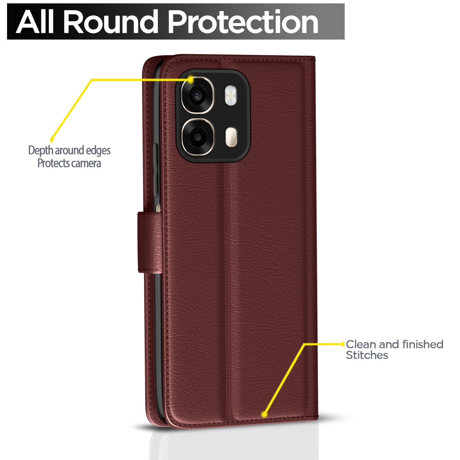 Pikkme brown wallet flip cover for Oppo A6 Pro 5G – photo 4