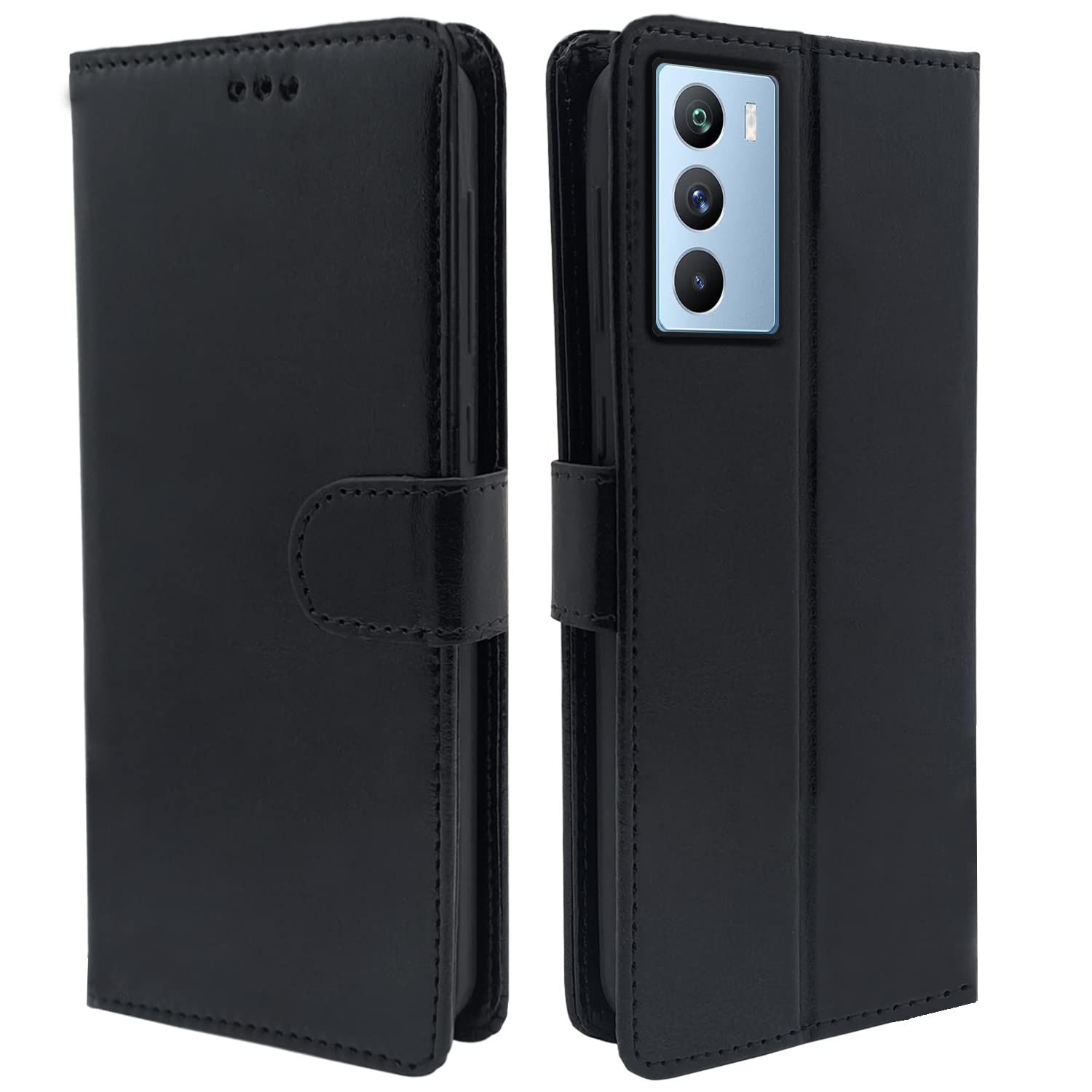 iQOO 9 SE 5G Magnetic mobile flip cover in black by Pikkme
