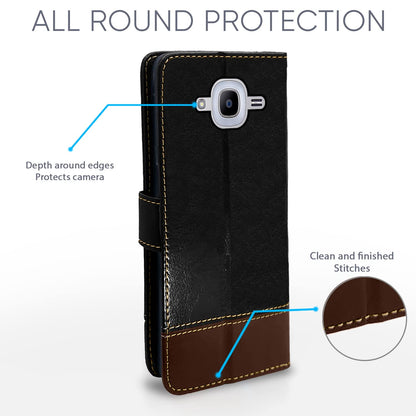 Black & brown flip cover for Samsung J2 (2016) – Pikkme – photo 4