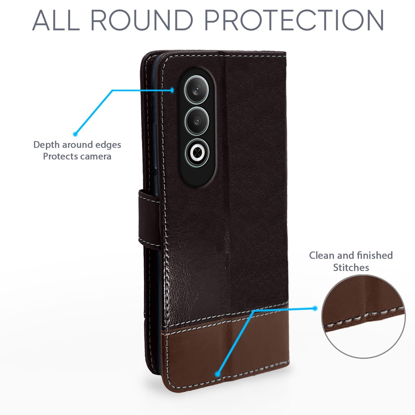 Pikkme OnePlus Nord Ce 4 5GContrast Flip Cover  (Coffee)