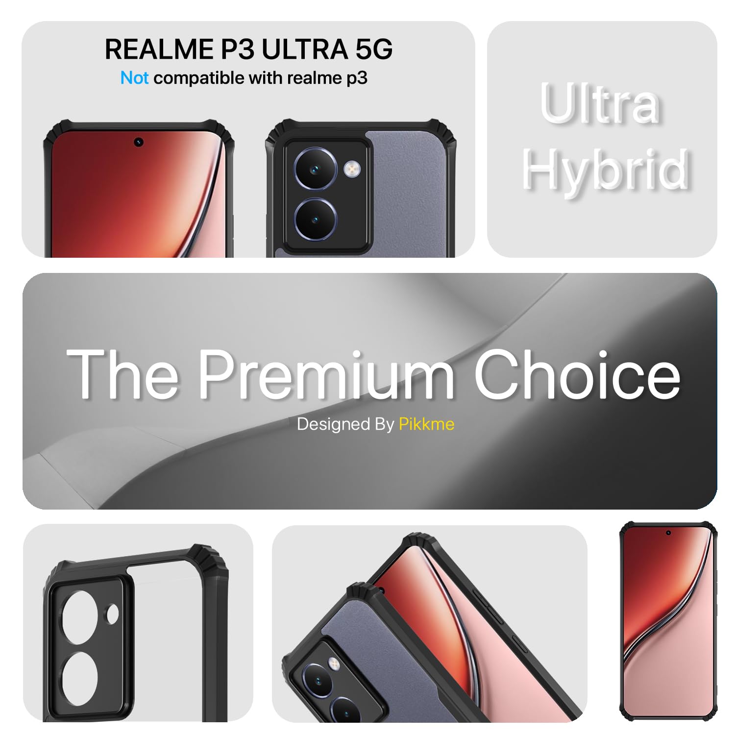 Pikkme Realme P3 Ultra 5G Eagle Crystal Clear Transparent Back Cover (Black)