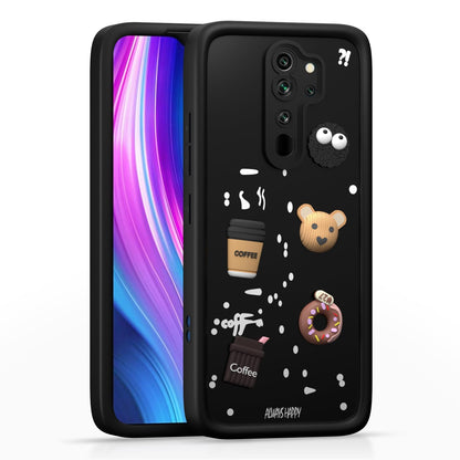 Pikkme Redmi Note 8 Pro Cute Fun Cartoon 3D Bear Silicone Back Cover - Black 