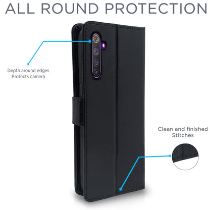 Pikkme Realme 6 Pro Vintage Flip Cover (Black)