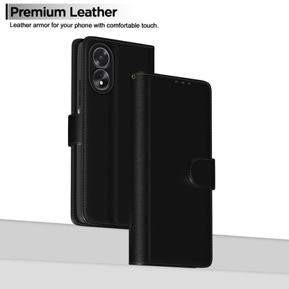 Pikkme Oppo A38 4G Vintage Flip Cover (Black)
