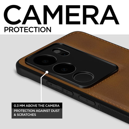 Pikkme Vivo V29 5G Leather Back Cover (Brown)