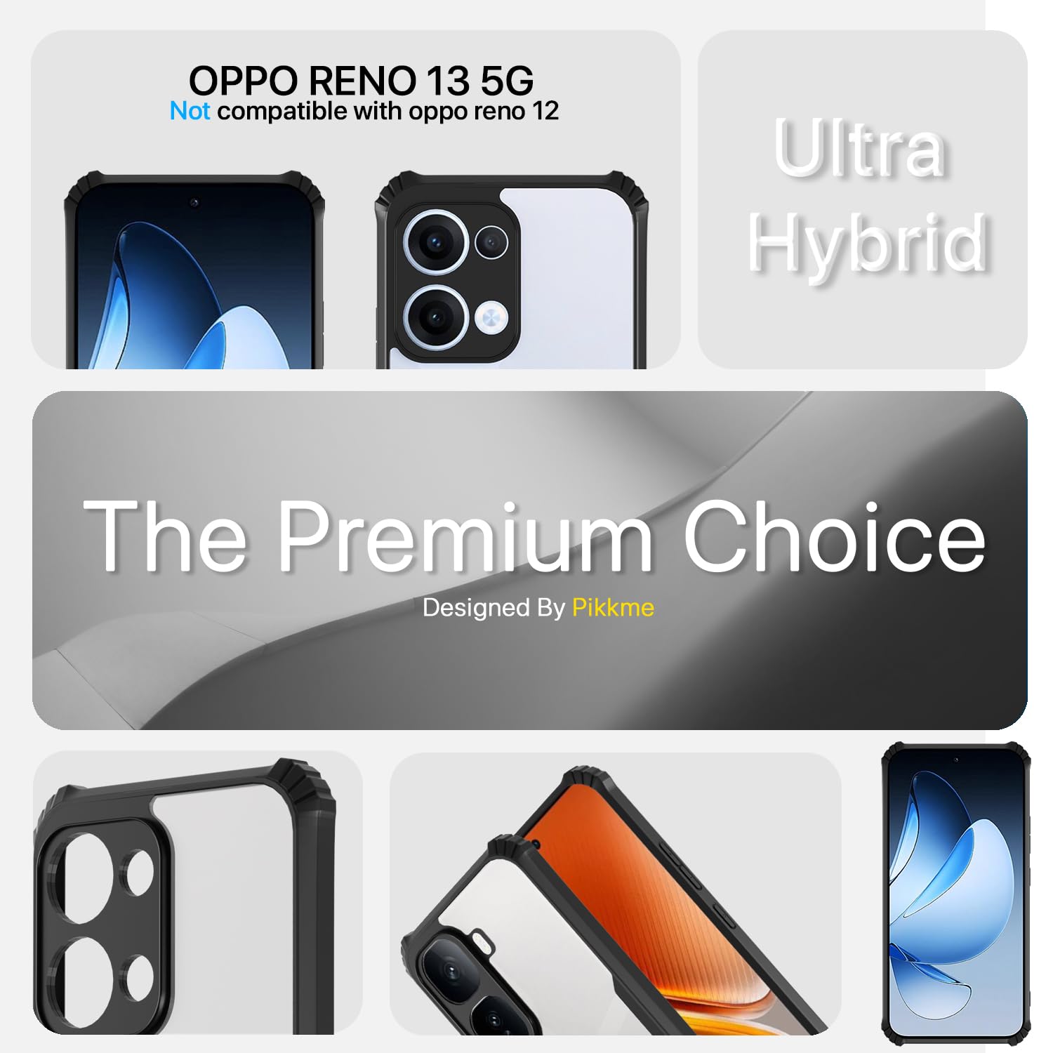 Pikkme Oppo Reno 13 5G Eagle Crystal Clear Transparent Back Cover (Black)