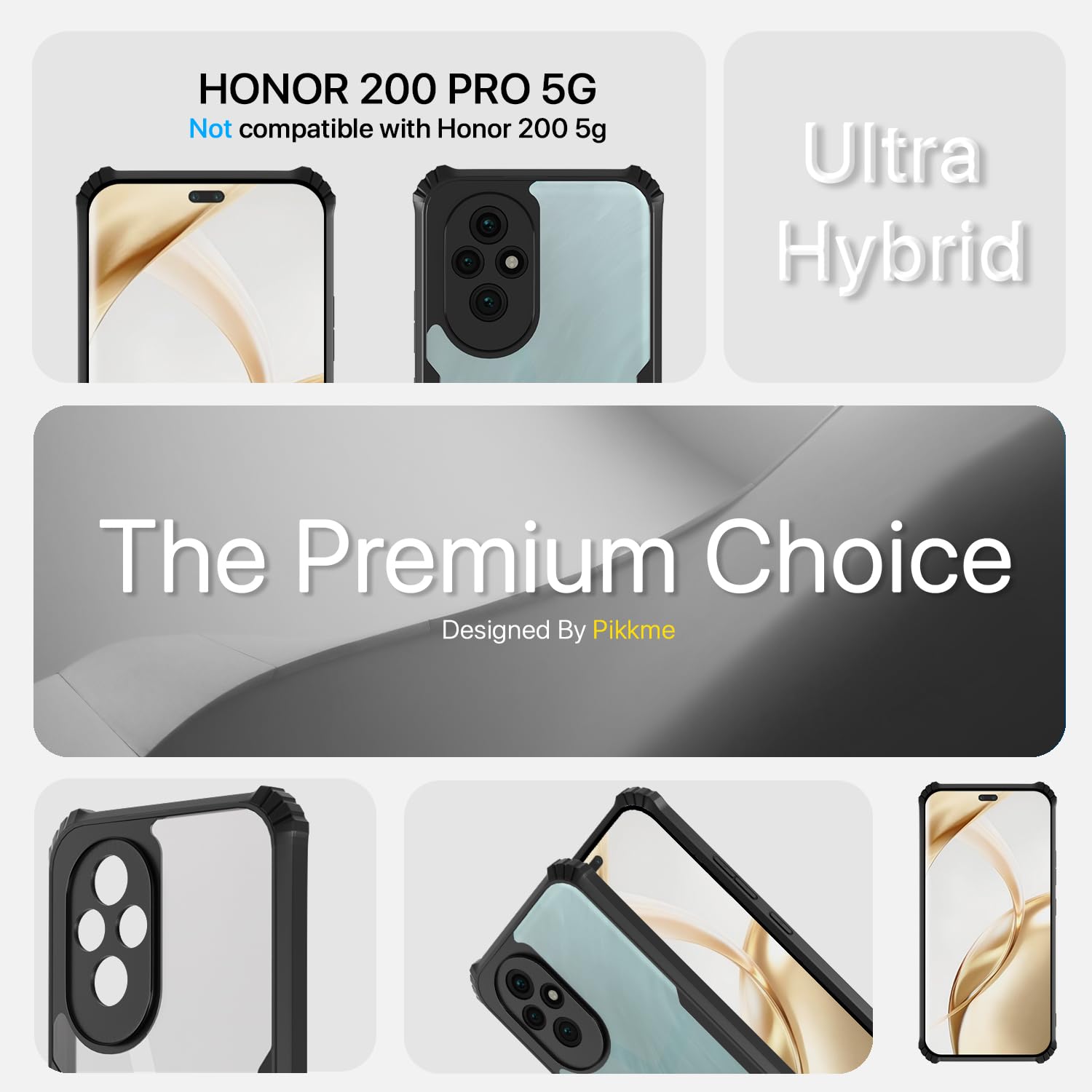 Pikkme Honor 200 Pro 5G Eagle Back Cover (Black)