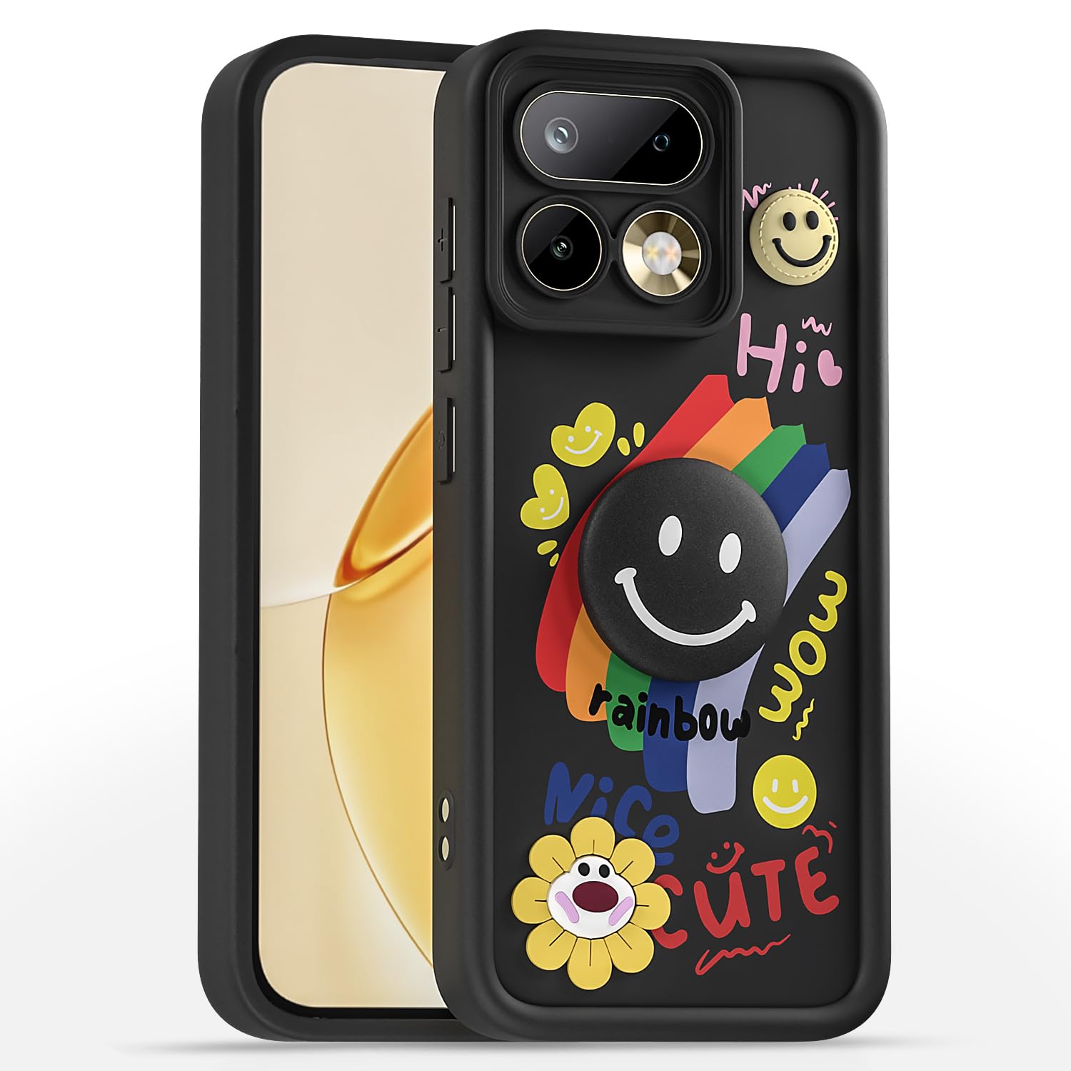 Pikkme Realme 16 Pro 5G Smile Rainbow black phone cover