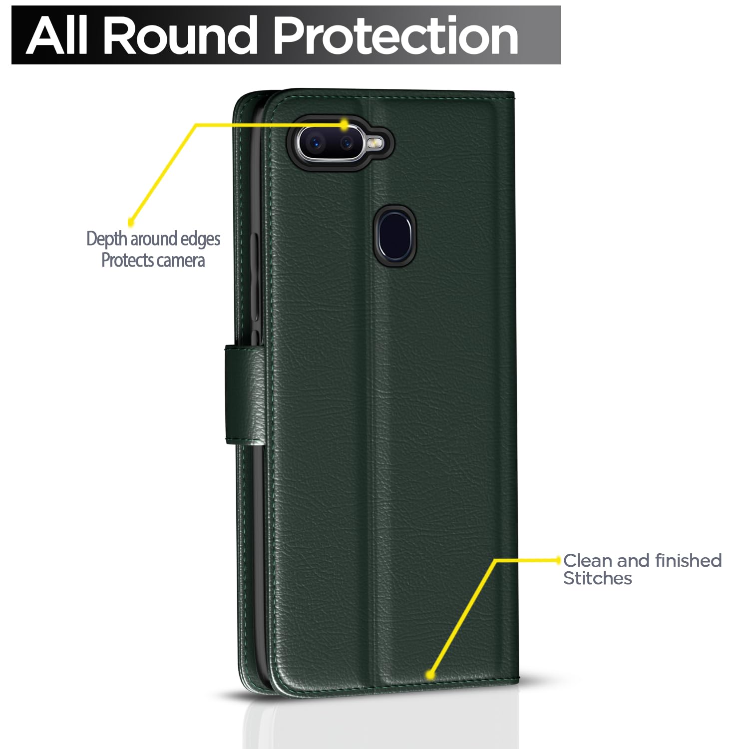 Pikkme green Wallet wallet flip cover for Oppo F9/F9 Pro/A5/A5S/A7/A11K/A12/Realme 2/2 Pro/U1 – photo 4