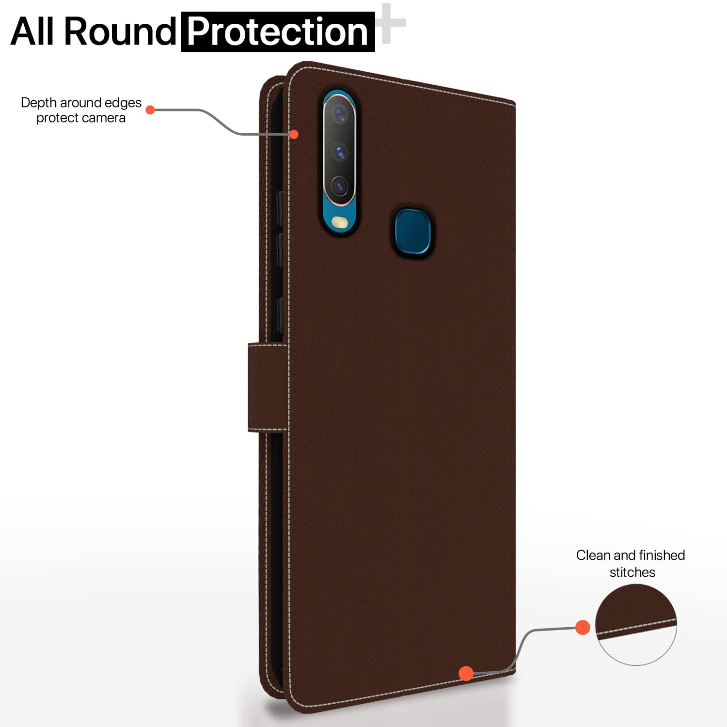 Pikkme brown & coffee mobile flip cover for Vivo Y12/Y15/Y17/U10 – photo 4