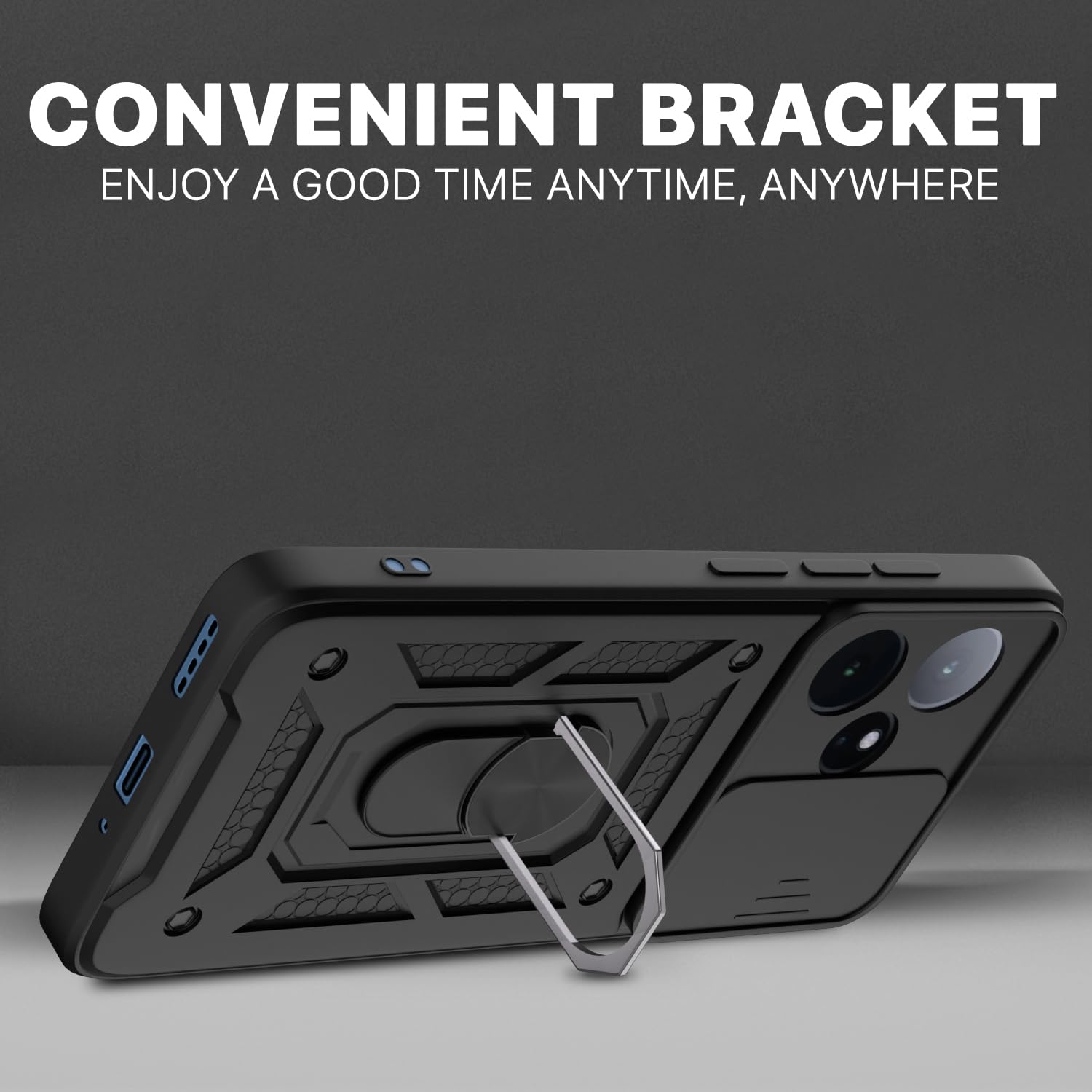 Pikkme Realme GT 7 5G / GT 7T 5G D10 Tough Armor Back Cover (Black)