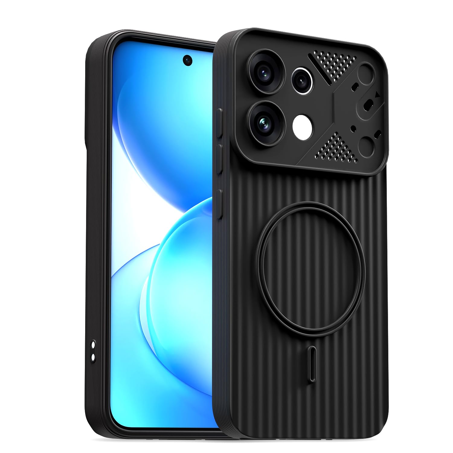Oppo Reno 16c 5G mobile back cover in black by Pikkme