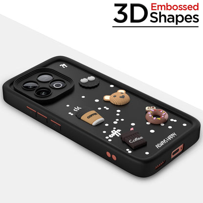 Pikkme iQOO Neo 10 5G / Vivo Y300 GT 5G Cute Fun Cartoon 3D Bear Coffee Back Cover (Black)