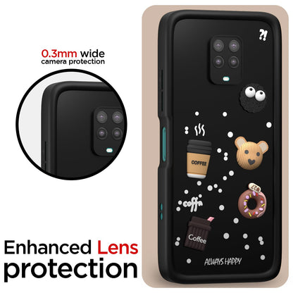 Pikkme Redmi Note 9 Pro/Note 9 Pro Max/Poco M2 Pro/Note 10 Lite Cute Fun Cartoon 3D Bear Coffee Back Cover (Black)