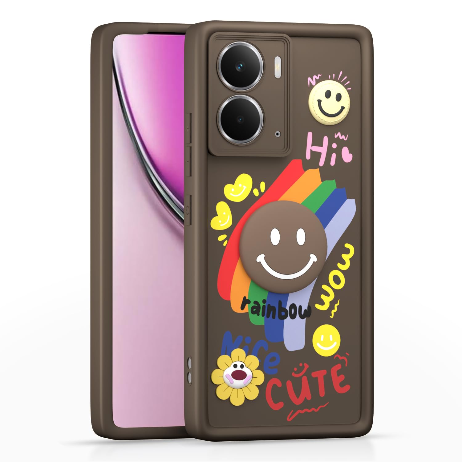 Pikkme brown Soft Silicone back cover for Realme P3 5G